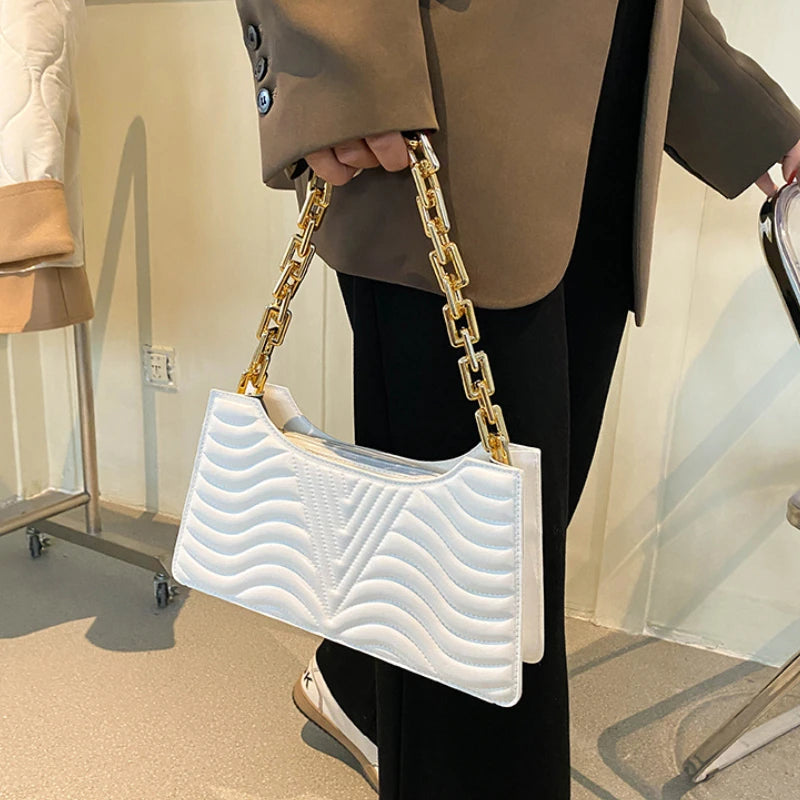 Rhombus PU Leather Shoulder Bag Zipper Handbag