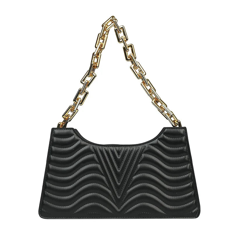 Rhombus PU Leather Shoulder Bag Zipper Handbag