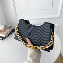 Rhombus PU Leather Shoulder Bag Zipper Handbag