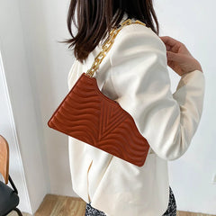 Rhombus PU Leather Shoulder Bag Zipper Handbag