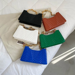 Rhombus PU Leather Shoulder Bag Zipper Handbag