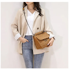 Rivet Small Square Bag Brown Casual Shoulder Wandering Bag