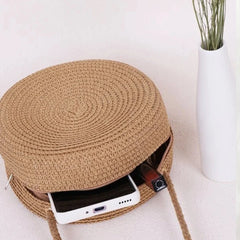 Straw Weaving Flower Shoulder Bag Summer Beach Crossbody Purse Handbag
