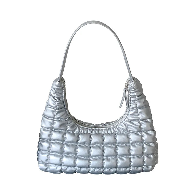 Ruched Quilted Hobos Shoulder Bag Padded Lady Handbag Underarm Bag