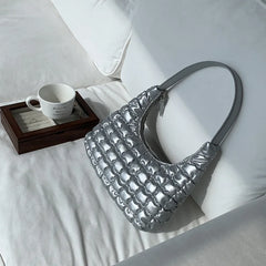 Ruched Quilted Hobos Shoulder Bag Padded Lady Handbag Underarm Bag