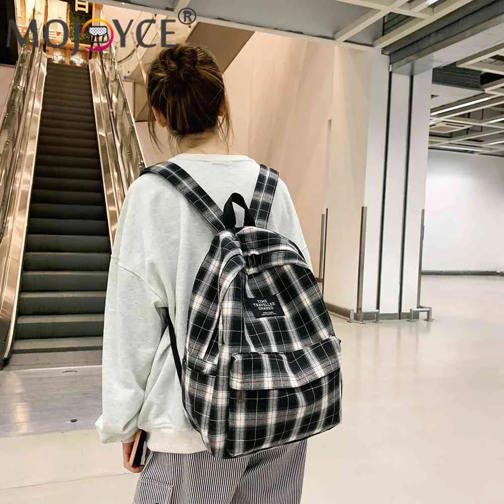 Plaid Backpack for Women Student Travel Sports