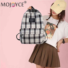 Plaid Backpack for Women Student Travel Sports