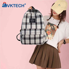 Plaid Backpack Large Capacity for Students Adjustable Strap