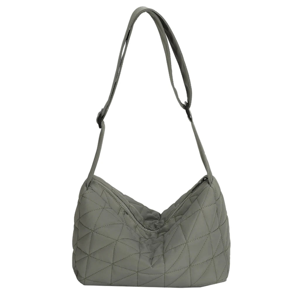 Quilted Crossbody Handbag Cotton Padded Wide Belt for Autumn And Winter