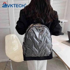 Quilted Women Casual Daypack College Rucksack Waterproof Shoulder Backpack