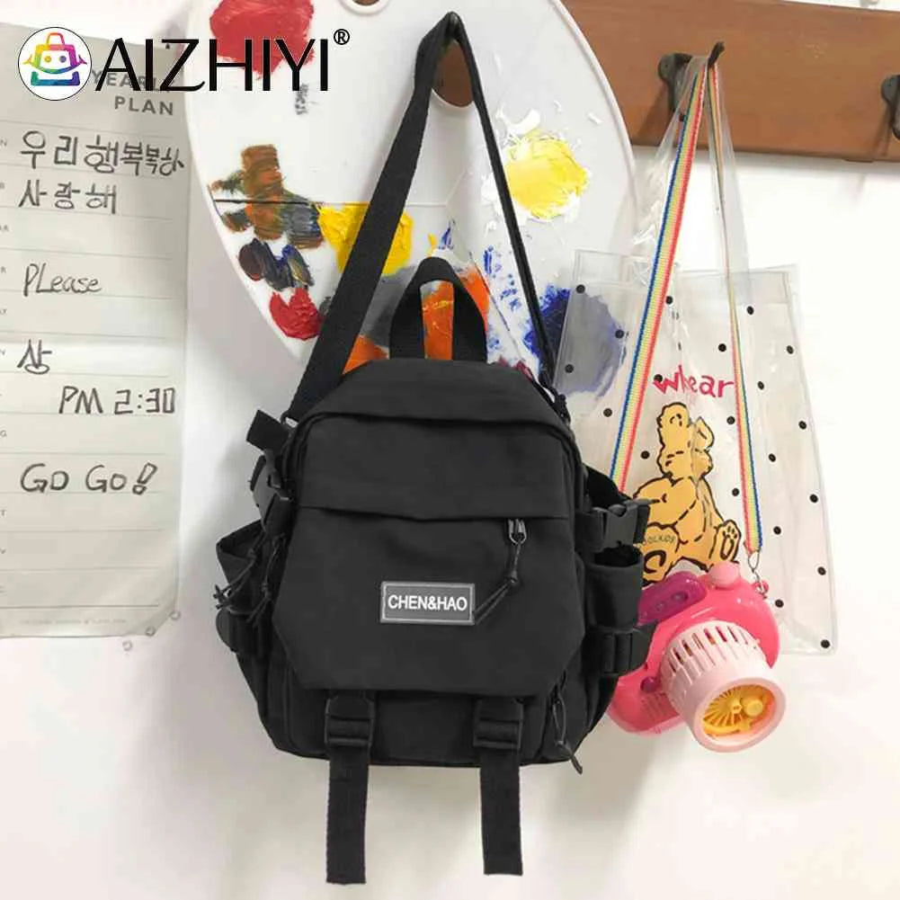 Nylon Women Backpack Solid Junior High School Student Bag