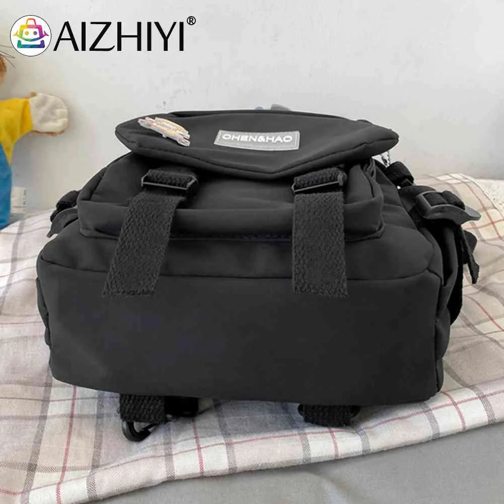 Nylon Women Backpack Solid Junior High School Student Bag
