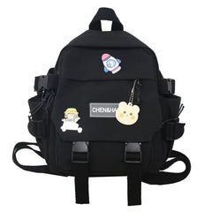 Nylon Women Backpack Solid Junior High School Student Bag