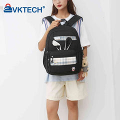 Girl Rabbit Pendant Student Backpack Large Capacity Book Backpack