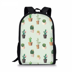 Cactus Cartoon Printed Bookback Girls School Bag