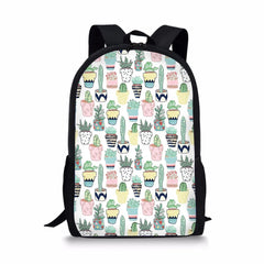 Cactus Cartoon Printed Bookback Girls School Bag