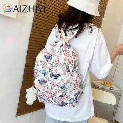 Butterfly Print School Bags Laptop Rucksack Student Shoulder Bag for Travel