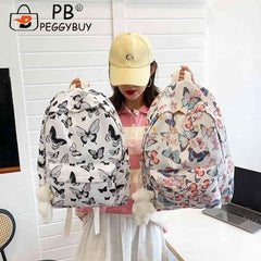 Butterfly Print Laptop Rucksack Student Shoulder Bag for Travel