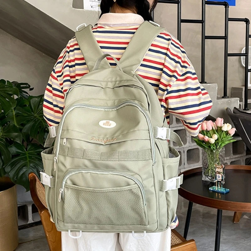 Nylon Backpack Laptop Travel Bag Teen Girl College Large Schoolbag