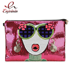 Sequin Flower Women's Envelope Shoulder Bag