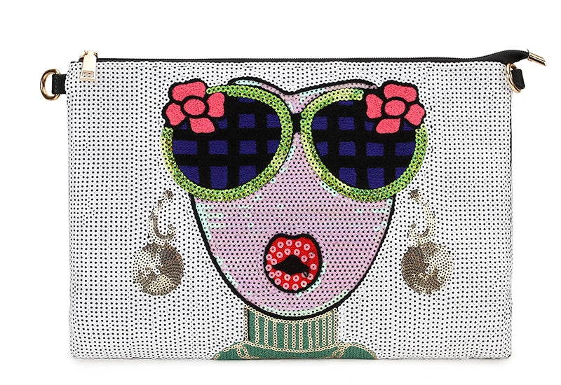 Sequin Flower Women's Envelope Shoulder Bag