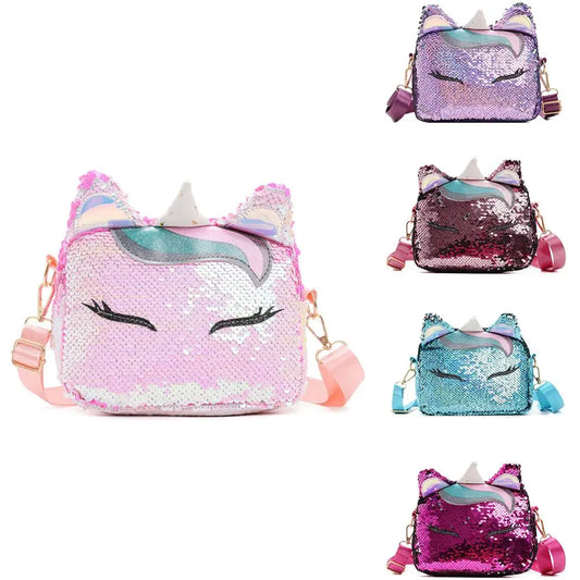 Sequin Unicorn Kid Bag Women Glitter Girl Cross body Bag