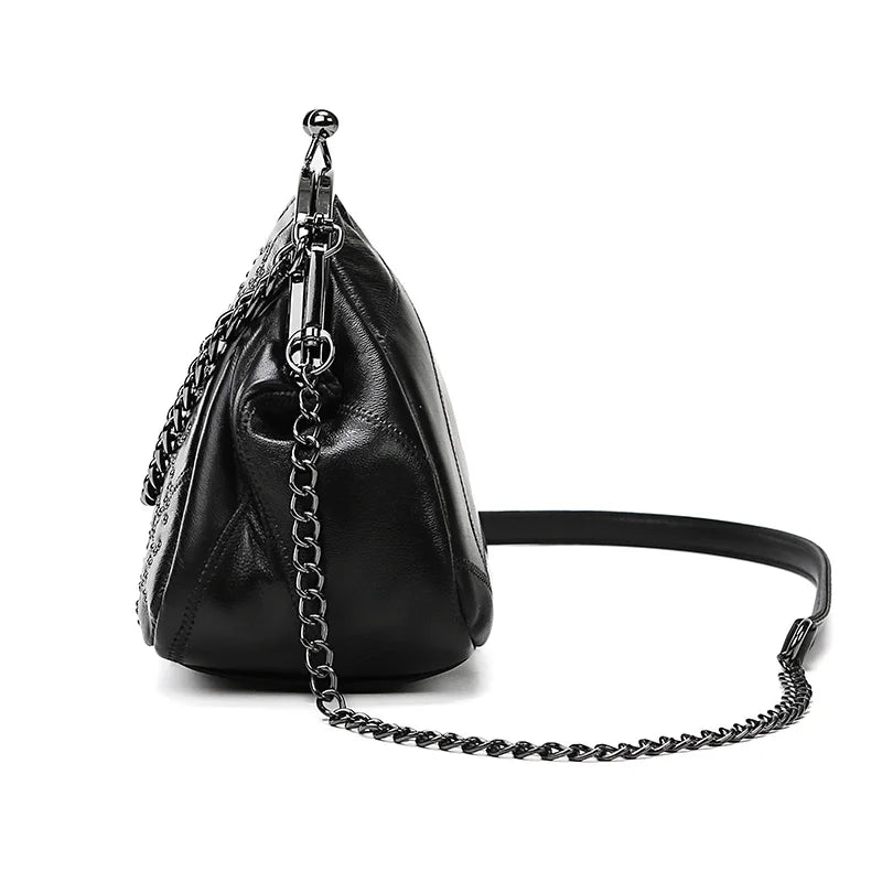 Rivet PU Leather Crossbody Bag with Chain Strap