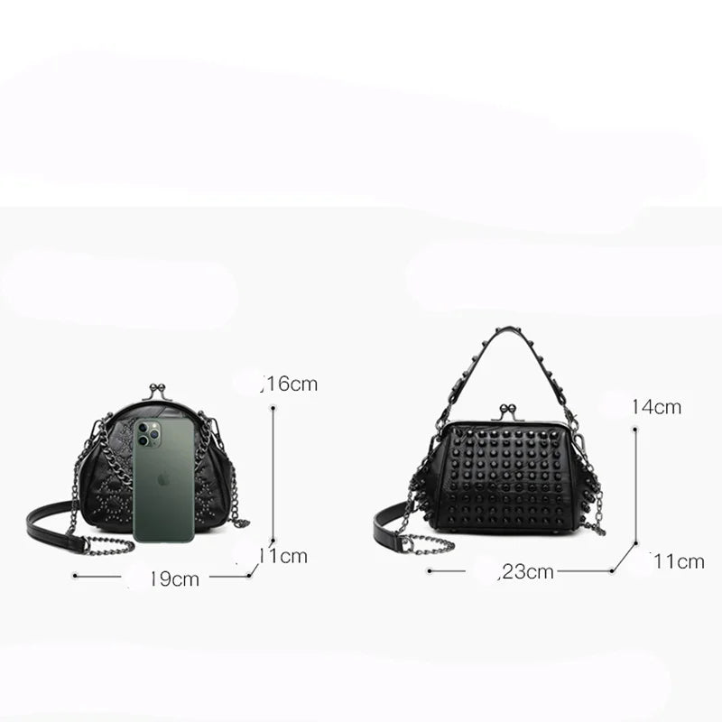 Rivet PU Leather Crossbody Bag with Chain Strap