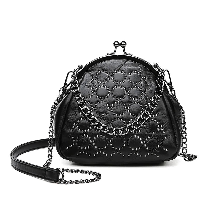 Rivet PU Leather Crossbody Bag with Chain Strap
