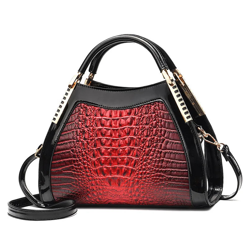 Leather Tote Large Capacity Crocodile Pattern Shoulder Messenger Bag