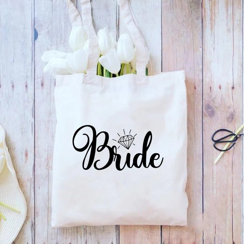 Bridal Bachelorette Party Team Bride Wedding Gift Canvas Tote Shoulder Bags