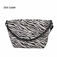 Vintage Striped Chain Crossbody Bag Women Casual Canvas