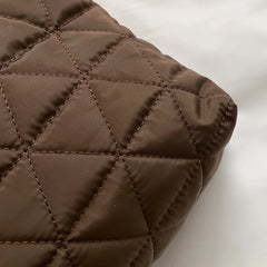 Soft Cotton Shoulder Bag Quilted Rhombus Pattern Lightweight Handbag