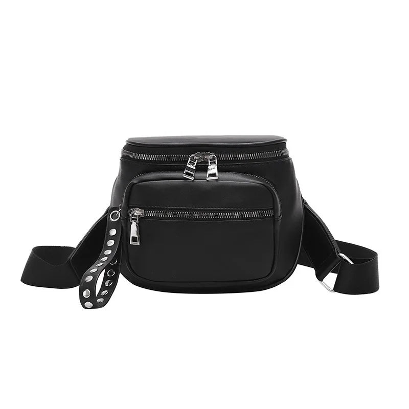 Bucket Bag PU Leather Small Round Shoulder Bag Women Casual Crossbody Bag