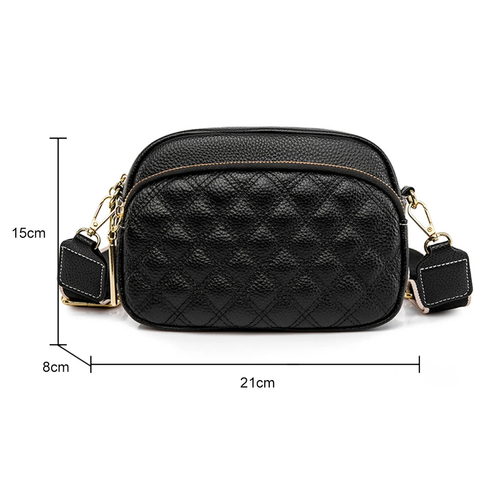 Cowhide Leather Shoulder Bag Multi-layer Pocket