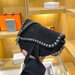 Women's Rhinestone Saddle Bag Crossbody Handbag