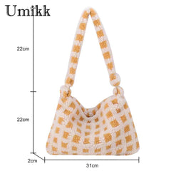 Soft Plush Shoulder Bag for Women - Autumn Winter Underarm Bag