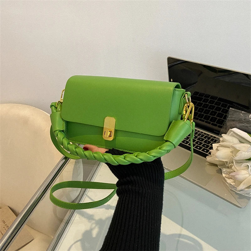 Small Shoulder Bag Crossbody Handbag for Women PU Leather Square Solid Colour