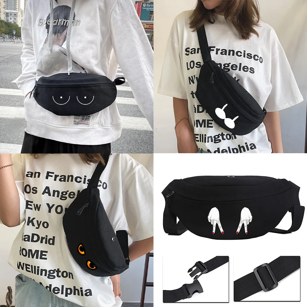 Unisex Shoulder Chest Bag Tool Waist Travel Crotch Funny Print Series