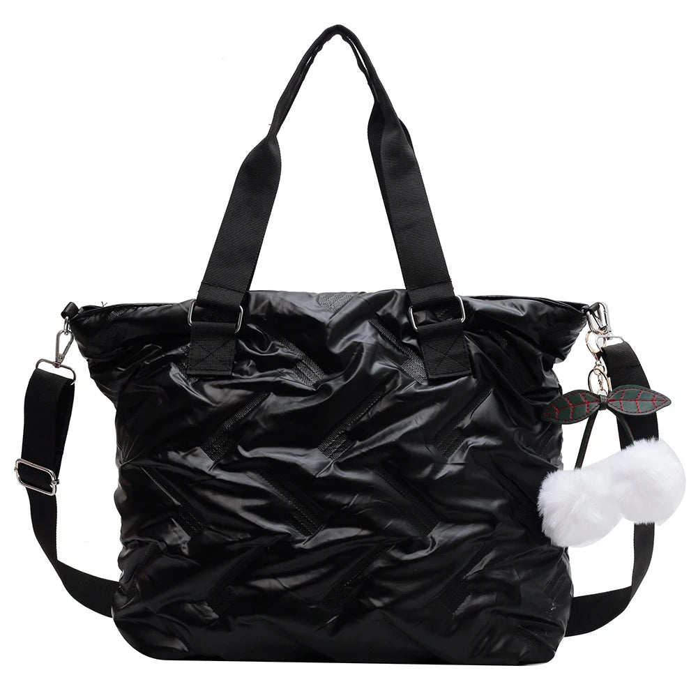 Casual Messenger Bag with PomPom and Large Capacity