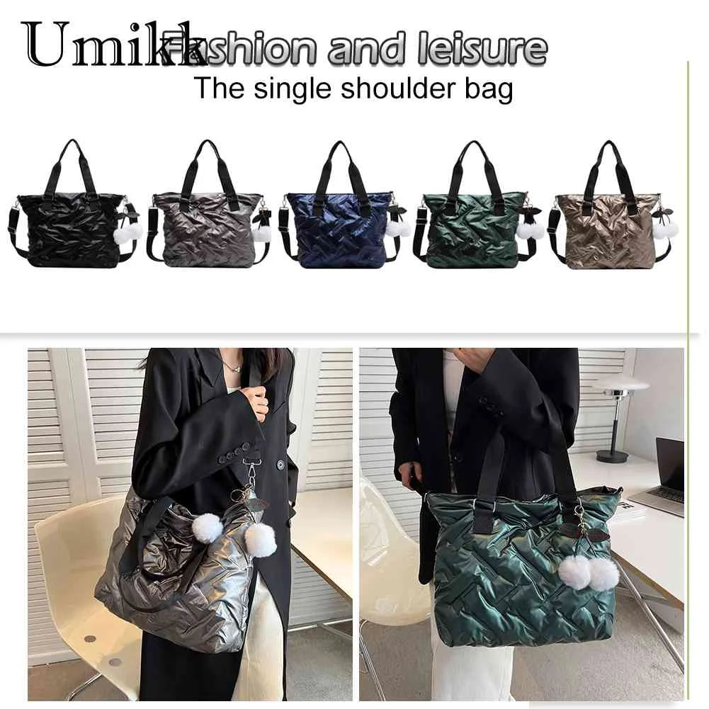 Casual Messenger Bag with PomPom and Large Capacity