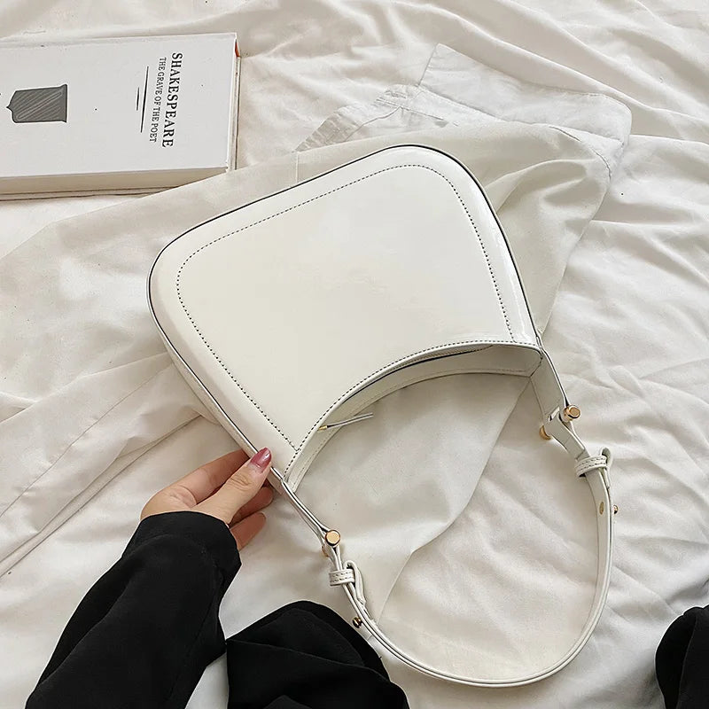 Casual Crossbody Bag for Women Patent Leather Solid Handbag