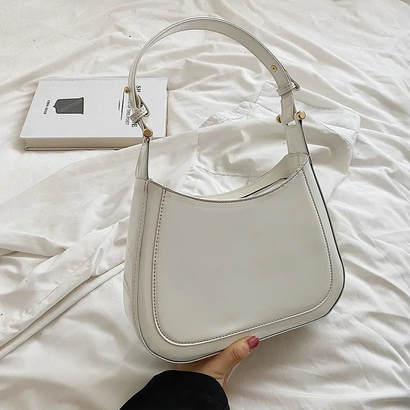 Casual Crossbody Bag for Women Patent Leather Solid Handbag