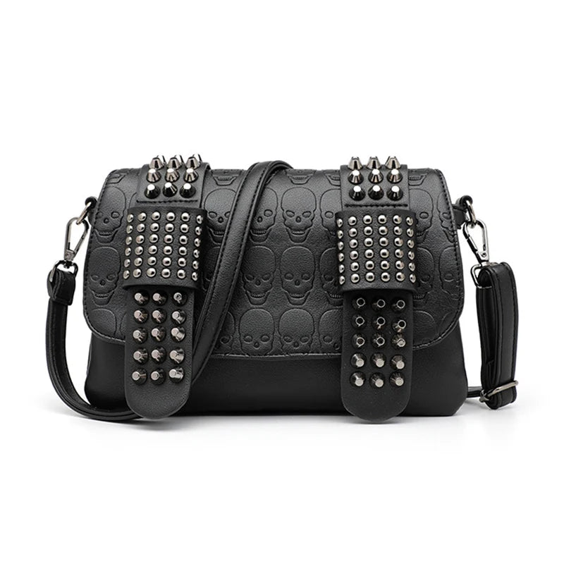 Skull Rivet Shoulder Bag Women Large Capacity Messenger Bag