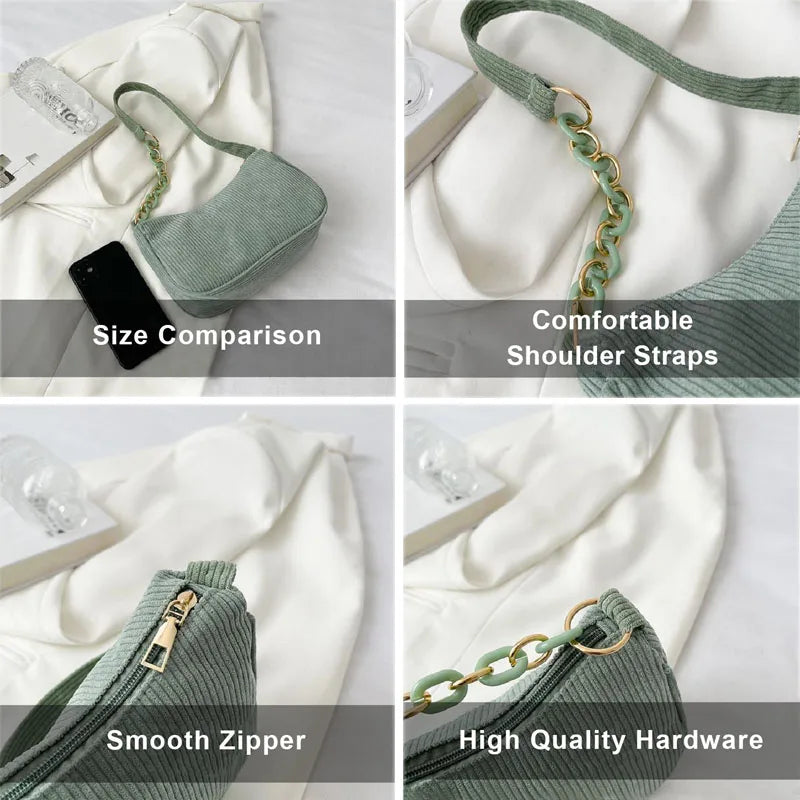 Women Chain Underarm Bag Canvas Messenger Handbag