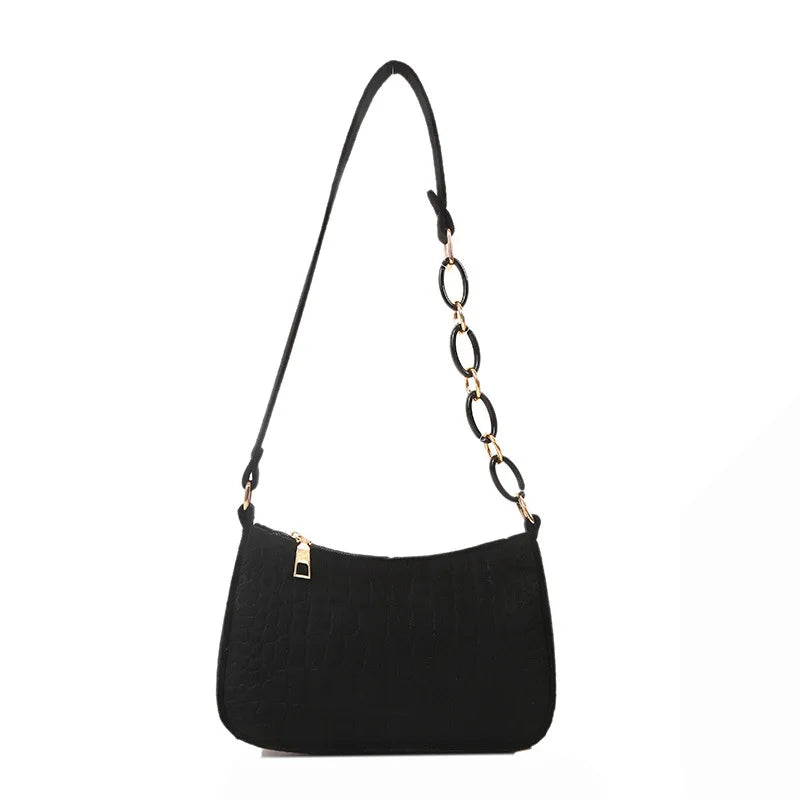 Felt Chain Handbag for Women Texture Underarm Bag for Girls