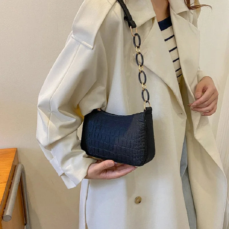 Felt Chain Handbag for Women Texture Underarm Bag for Girls