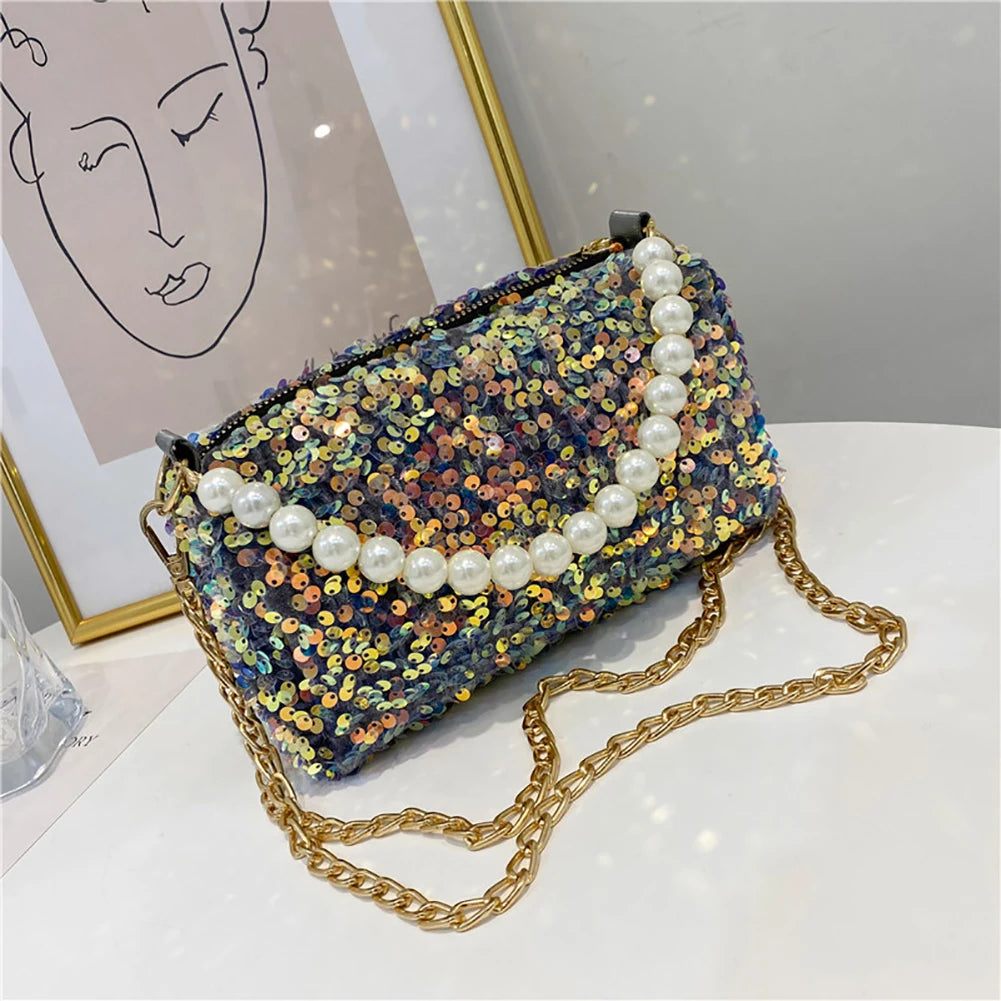 Glitter Sequin Shoulder Bag Sparkling Evening Clutch Party Wallet Tote