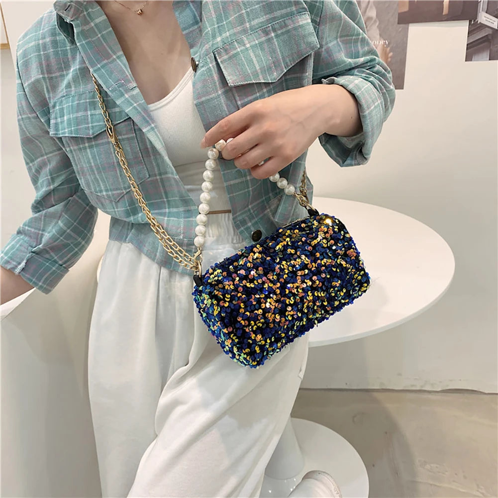 Glitter Sequin Shoulder Bag Sparkling Evening Clutch Party Wallet Tote