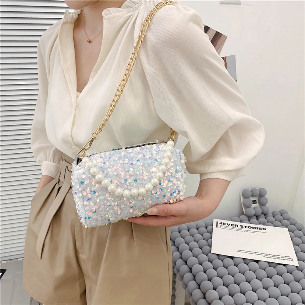 Glitter Sequin Shoulder Bag Sparkling Evening Clutch Party Wallet Tote